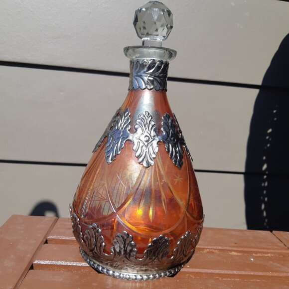 Art Nouveau Ornate Cut Glass Decanter with Silver, Circa 1900s, Made in Germany - Picture 15 of 16